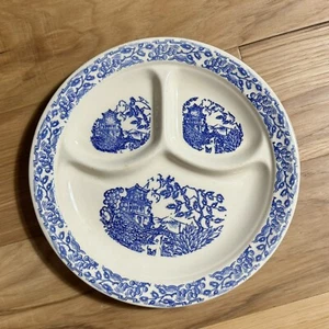 Vtg Child Blue White Plate Empress Ivory Universal Cambridge Divided Platter - Picture 1 of 7