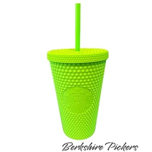 Starbucks 2021 Neon Lime Green Studded Tumbler 16oz Cold Cup - Picture 1 of 2