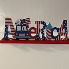 Wooden America Patriotic Decor Table Top 4th of July Celebration Party New
