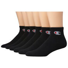 Champion Men's 6 Pair Black Logo Athletic Ankle Low Cut Socks Shoe 6-12