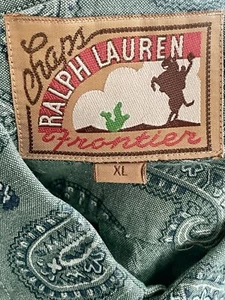 Vtg 90s Chaps Ralph Lauren Frontier Label Blue Paisley Long Sleeve Shirt XL - Picture 1 of 7
