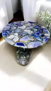 Mesa de centro de lujo de ágata púrpura - Muebles hechos a mano de resina y piedra - Imagen 1 de 11