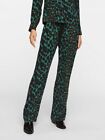 DVF Nik Crepe Pants In Autumn Leopard Emerald/blk size XXS