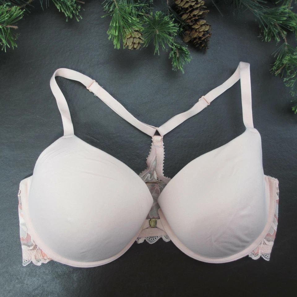 Sutiã Gilligan & O'Malley 36D rosa com aro acolchoado fecho ajustável frontal - Imagem 1 de 4