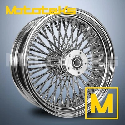 16X3.5 脂肪钻石 SPOKE 轮子 52 不锈钢哈雷 SOFTAIL 运动员 DYNA 后部 — 第 1/4 张图片
