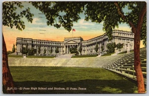 Postcard Texas El Paso TX High School and Stadium - Picture 1 of 2