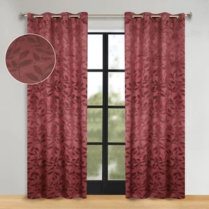 Leaves Machine Washable 52" Wide Room Darkening Blackout Curtains, Set of 2 - Picture 1 of 161