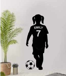Personalised girls/boys football player Wall sticker Home Decor Vinyl Decal FB1 - Picture 1 of 7
