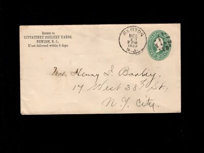 USA Kittatinny Poultry Yards Newton NJ 1888 Fancy Cancel PSE Cover 10i - Image 1 of 2