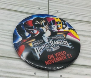 Mighty Morphin Power Rangers The Movie 1995 Video Cassette Promo Button - Picture 1 of 4