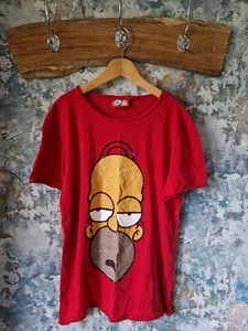 WOMENS RED DISNEY NOVELTY HOMER SIMPSON COTTON GRAPHIC PULLOVER TSHIRT TOP 10 - Foto 1 di 8