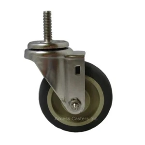 Rueda de vástago giratorio de acero inoxidable 4DXSSPS 4", rueda de poliuretano, tapa de 300 libras - Imagen 1 de 1