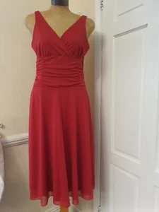 BHS Red midriff ruched sleeveless chiffon like stretch fabric Dress Size 14 - Picture 1 of 7