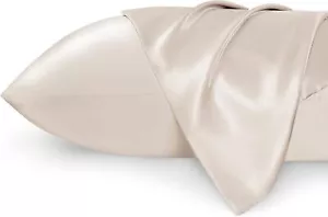 Bedsure King Size Satin Pillowcase Set of 2 - Beige Silky Pillow Cases for Hair - Picture 1 of 6