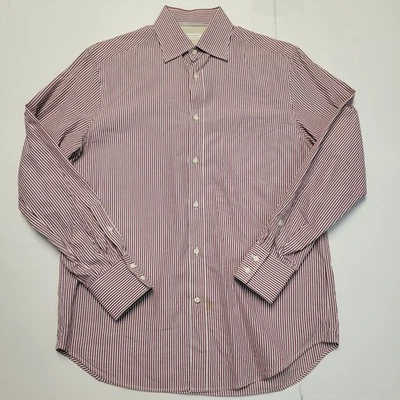 Camisa BRUNELLO CUCINELLI Rayas Algodón Botón Para Hombre MEDIANA M Borgoña Rojo ITALIA Foto 1 de 4