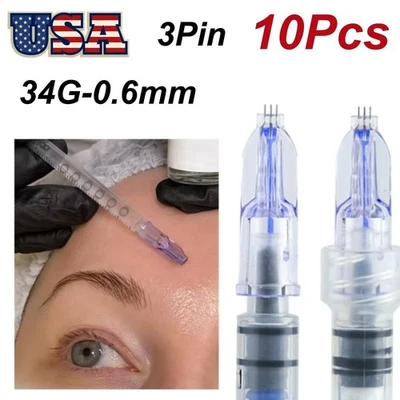 10 Piezas Cristal 3Pin 34G Microneedles Anti Envejecimiento Ojos Líneas Cuello Aguja Cuidado de la Piel Foto 1 de 4
