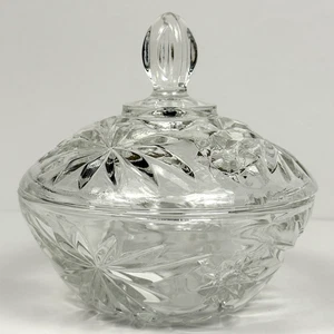 Vintage Anchor Hocking Star of David Starburst Candy Dish Lid Prescut Glass 5x5" - Picture 1 of 5
