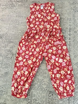 复古 Laura Ashley 连身裤 M 花卉口袋英国泡泡腿 — 第 1/4 张图片