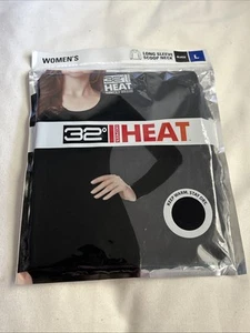 32 Degrees Heat Womens Large Black Long Sleeve Scoop Neck Stretch - Bild 1 von 2
