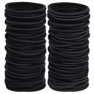 100pcs Womens Elastics Hair Tie, 4MM Black Ponytail Holders Hair Bands, 2 Inc... - Picture 1 of 8