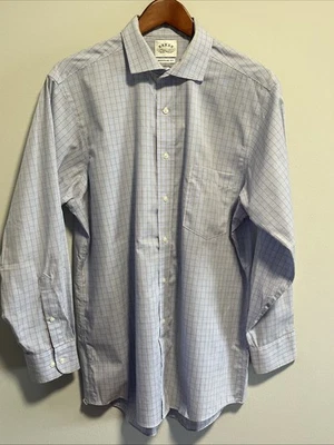 Eagles Shirtmakers Longsleeve Dress Shirt Blue Green Check Size 16 32/33 - Image 1 of 4
