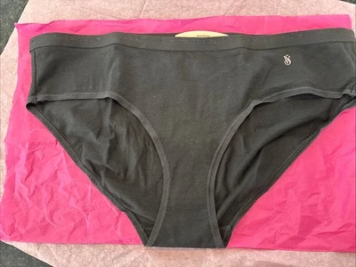 NWT Vtg Y2K Victoria's Secret Black Soft Cotton Hiphugger Logo Sz L - Image 1 of 4