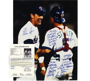 Multi-Signed Texas Rangers Unframed 16x20 Nolan Ryan All Time No-Hit King Photo - Picture 1 of 4