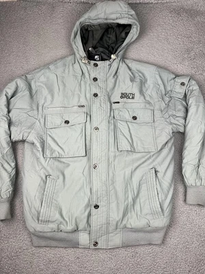 Chaqueta Southpole Para Hombres XL Gris Claro Capucha Puffer Bombardero Nylon Invierno Cremallera Completa Foto 1 de 4
