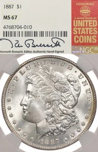 1887 1 $ NGC MS67 Morgan Silber Dollar signiert Kenneth Bressett Red Book - Bild 1 von 4