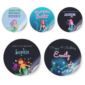 Pegatinas Personalizadas Cualquier Nombre Sirena Diseño Cumpleaños Fiesta Decoración Etiqueta 60 - Imagen 1 de 11