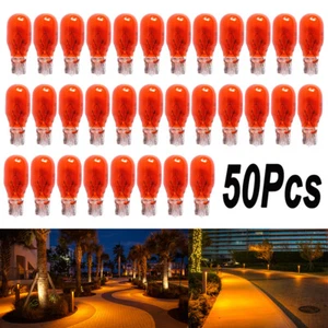 50 Pack 12V 7W T5 Wedge Base Low Voltage Bulbs for 12XT5-12V-7W Amber - Picture 1 of 7