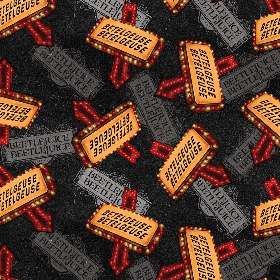 Beetlejuice Betelgeuse织物Camelot面料灰色金色红色黑色~BTY — 第 1/1 张图片