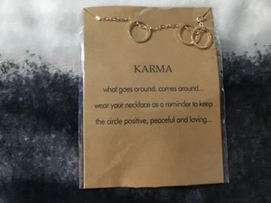 Amazon karma gold plated necklace with message new on card - Picture 1 of 3