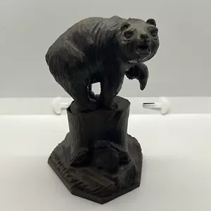 handgeschnitzte Holzbärenstatue - Bild 1 von 8