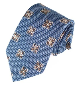 Jos A Bank Mens Tie Navy Blue Flower Geometric Pattern Tie 60"L x 3.25" EUC - Picture 1 of 8