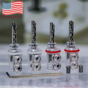 4PCS 4mm BFA Banana Plug Screw Locking Rhodium Plated Speaker Wire Connector DIY - Picture 1 of 8