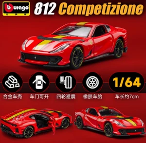 Bburago 1:64 Ferrari 812 Competizione Diecast Metal Model Car New in Box - Picture 1 of 13