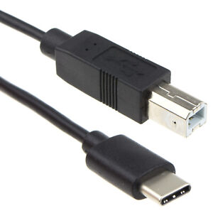 USB 3.1 Type C to B Type Plug Laptop/MacBook to Printer Cable Black 2m