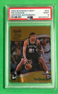 1998 Bowman's Best Tim Duncan Topps Certified Autograph PSA 9 - Picture 1 of 3