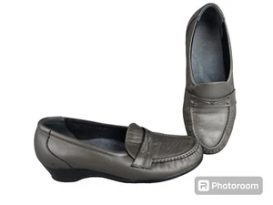 SAS Halbschuhe Schuhe Damen Gr. 9,5 N silber Zinn Leder bequem schmal - Bild 1 von 12