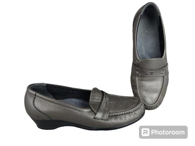 Zapatos Mocasines SAS Para Mujer Talla 9.5 N Plateado Peltre Cuero Comodidad Estrecho  Foto 1 de 4