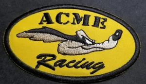 ACME RACING WILE E. COYOTE Embroidered gold/yellow Patch approx 2.25X4" - Picture 1 of 2