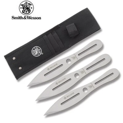 Juego de 3 cuchillos de lanzamiento Smith & Wesson hoja de espiga completa con funda Foto 1 de 4