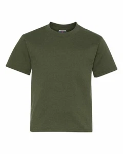 Jerzees T-Shirt Youth Military Green Medium Tshirt Short sleeve NEW - Picture 1 of 3