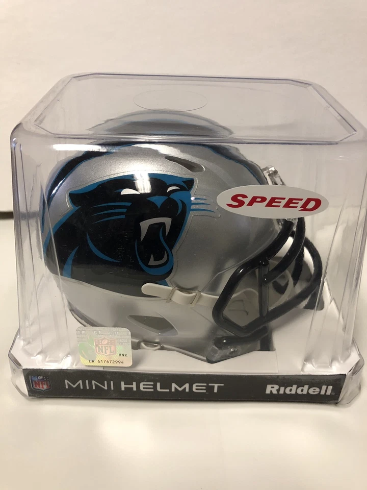 Carolina Panthers NFL Riddell Speed Mini Helmets In Case