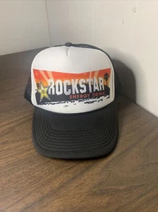 Rockstar Energy Drink Trucker Mesh Snapback Hat Black And White - Picture 1 of 9