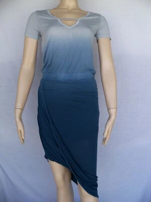 Size XS YOUNG FABULOUS & BROKE 100% Modal Jersey Blue Ombre Hi Low Hem Dress - Image 1 of 4