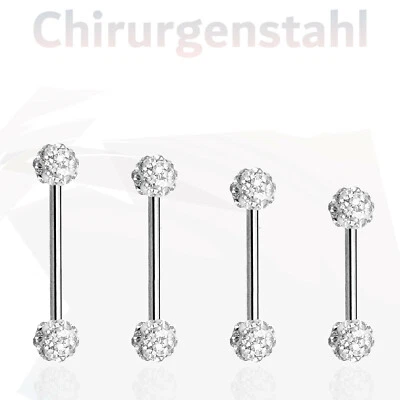 Piercing Straß Stab Zunge Nippel Ohr Helix Nippelpiercing Barbell +BLITZVERSAND+ - Bild 1 von 2