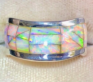 THE BEST Raging Fire Men's band ring, thick Opal 9.5 Sterling Sunset Glow VIDEO - Picture 1 of 14