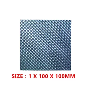 Blue Real Carbon Fiber Gloss Sheet Panel Plate Plain 1mm x 100mm x 100mm - Picture 1 of 1